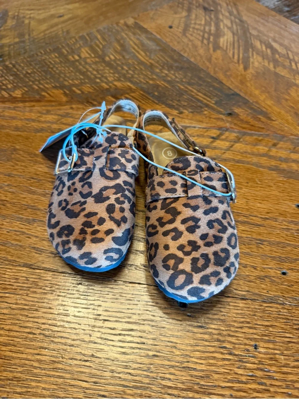 Cat & Jack Girls' Leopard Print Mary Jane Shoes - Brown & Black Sz 8- adjustable
